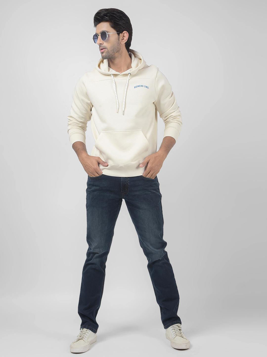 Numero Uno Men Abstract Cream Sweat Shirt